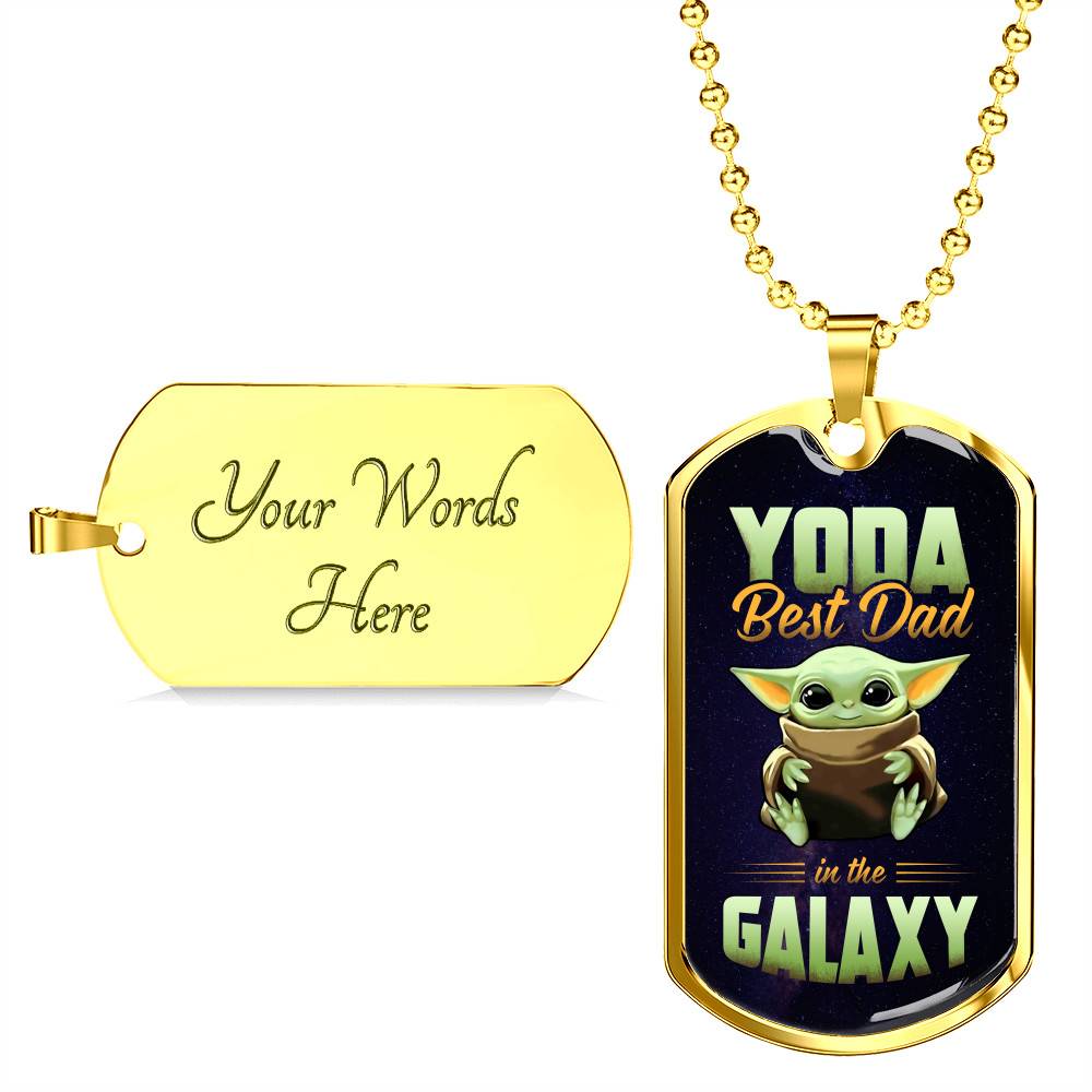 Funny Green Baby Alien You Da Best Dad in the Galaxy Father's Day Dog Tag Pendant Necklace Funny Green Baby Alien You Da Best Dad in the Galaxy Father's Day Dog Tag Pendant Necklace
