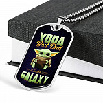 Funny Green Baby Alien You Da Best Dad in the Galaxy Father's Day Dog Tag Pendant Necklace Funny Green Baby Alien You Da Best Dad in the Galaxy Father's Day Dog Tag Pendant Necklace