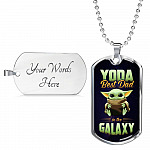 Funny Green Baby Alien You Da Best Dad in the Galaxy Father's Day Dog Tag Pendant Necklace Funny Green Baby Alien You Da Best Dad in the Galaxy Father's Day Dog Tag Pendant Necklace