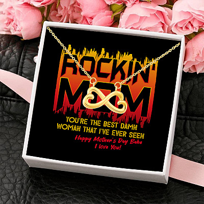 Alternative view of Rockin' Mom You're The Best Damn Woman That I've Ever Seen Happy Mother's Day Babe Infinity Heart Pendant Necklace