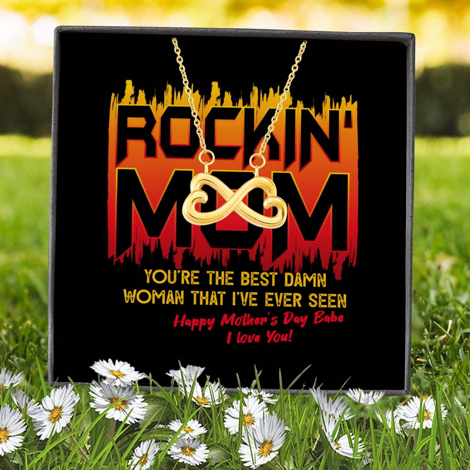 2Th. Rockin Mom (4) Infinity Heart Necklace (Gold) 7