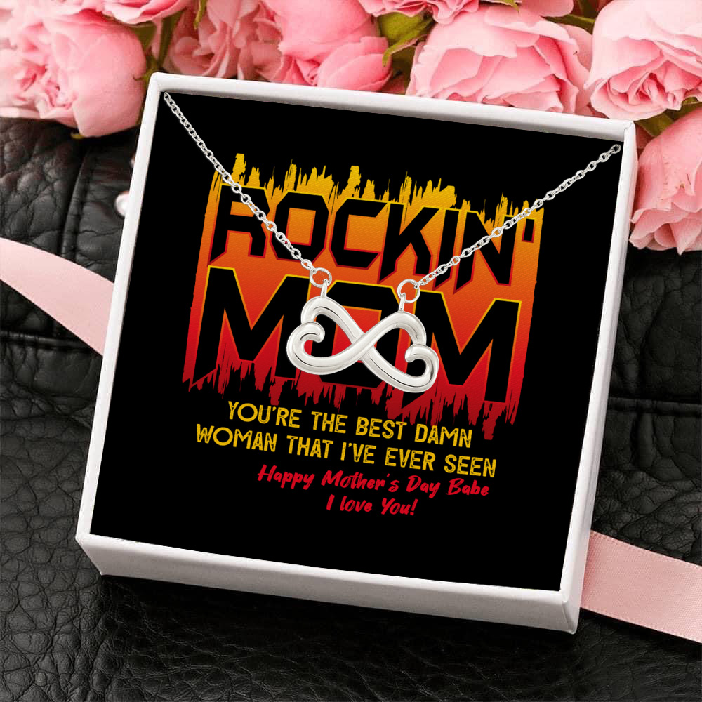 2Th. Rockin Mom (4) Infinity Heart Necklace (Silver) 4