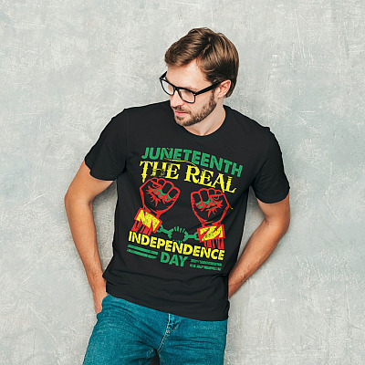 Alternative view of June-teenth Is the Real Independence Day - Bla-ck History Month T-shirt - V-neck