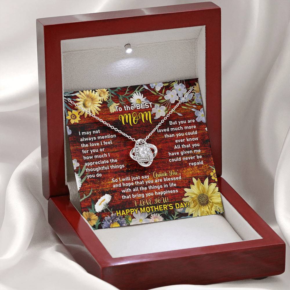 To the Best Mom I May Not Always Mention the Love I Feel for You Love Knot Pendant Necklace To the Best Mom I May Not Always Mention the Love I Feel for You Love Knot Pendant Necklace