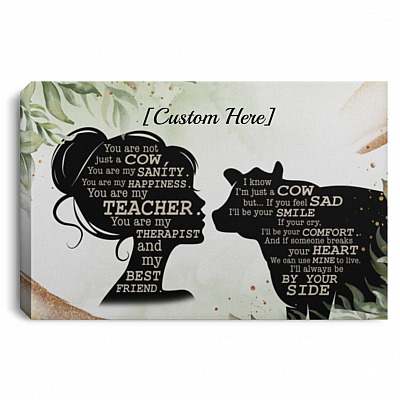 Personalized Cow Canvas, White, 0.75'' Framed Canvas