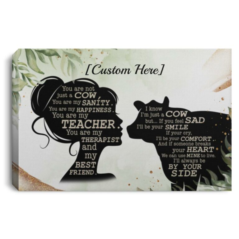 Personalized Cow Canvas, White, 0.75'' Framed Canvas