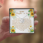 To My Daughter In Law We Both Love The Same Man I Will Forever Love You Sunflower Love Knot Necklace