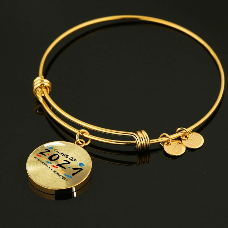 Class of 2021 Graduated and Vaccinated Friend Graduation Circle Pendant Necklace - Bangle