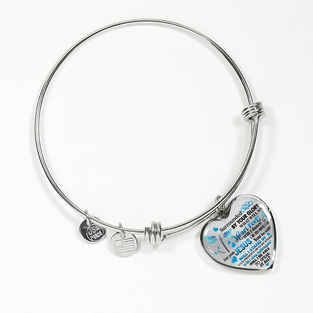 Dragonfly Surrounded by Your Glory What Will My Heart Feel I Can Only Image Heart Pendant Necklace - Bangle
