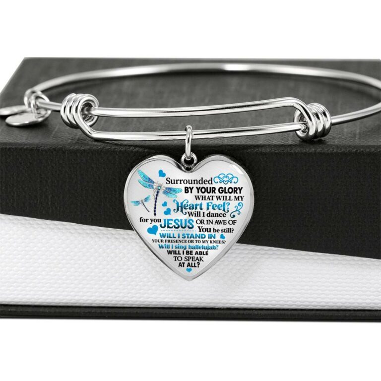 Dragonfly Surrounded by Your Glory What Will My Heart Feel I Can Only Image Heart Pendant Necklace - Bangle