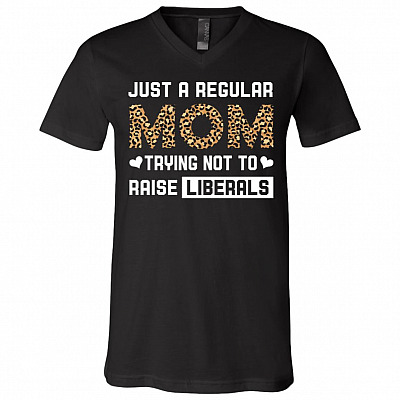 Just A Regular Mom Trying Not To RaShirt, Black, V-Neck T-Shirt