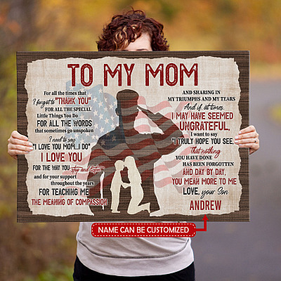 Alternative view of Personalized From US Soldier To My Mom For All The Times That I Forgot To Thank You Canvas Prints - Unframed Poster