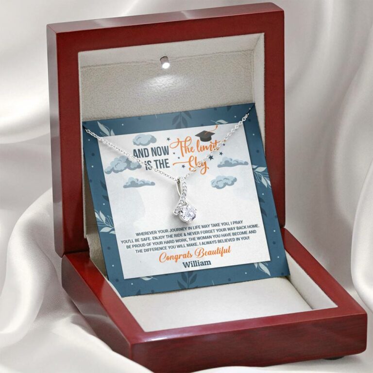 Personalized And Now The Limit Is The Sky Alluring Beauty Pendant Necklace - Custom Graduation Necklace