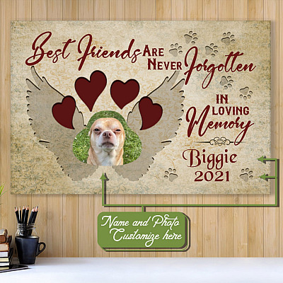 Personalized Photo Best Friends Are Never Forgotten In Memory Of Dog Pet Remembrance Canvas Poster Wall Art
