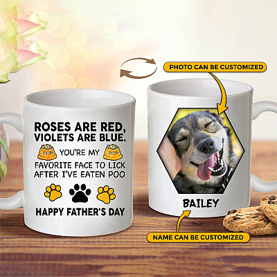 Personalized Photo Roses Are Red Violets Are Blue You're My Favorite Face to Lick Two Sided Ceramic Coffee Mug