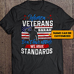 Personalized Name Women Veterans Don't Have Attitude We Have Standards T-Shirt - V-Neck Shirt