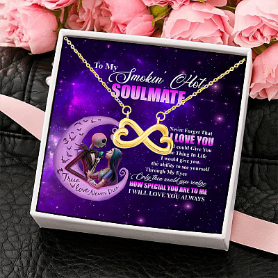 Nightmare Christmas to My Smokin Hot Soulmate Never Forget That I Love You Infinity Heart Pendant Necklace