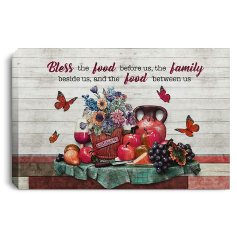 Bless Food, White, 0.75'' Framed Canvas
