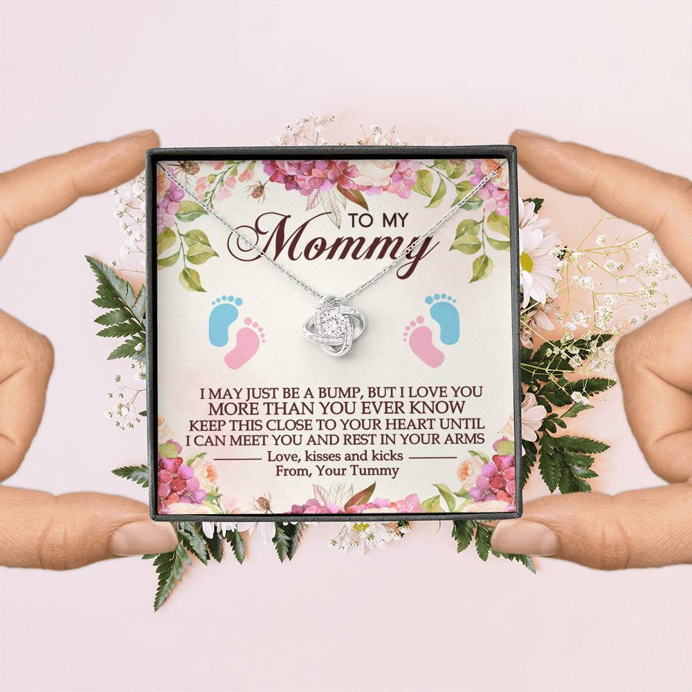 To My Mommy I May Just Be A Bump But I Love You More Than You Ever Know Love Knot Necklace - Mom To Be Gifts To My Mommy I May Just Be A Bump But I Love You More Than You Ever Know Love Knot Necklace - Mom To Be Gifts