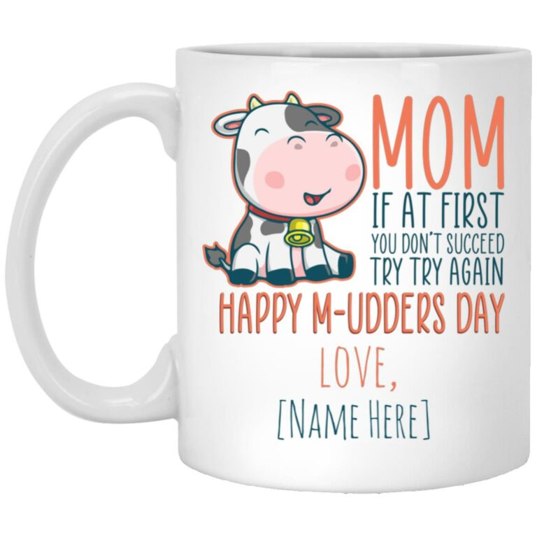 Personalized Happy M-udders Day, White, 11 oz. White Mug