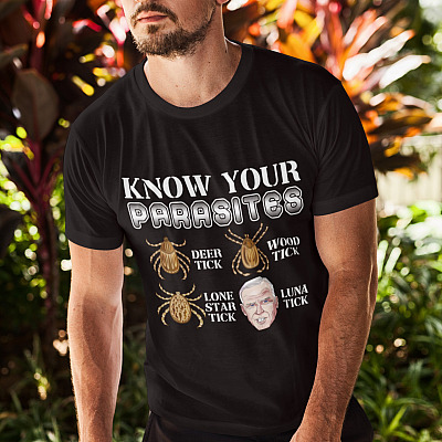Alternative view of Know Your Parasites Biden Luna Tick T-Shirt - Funny Biden Shirt