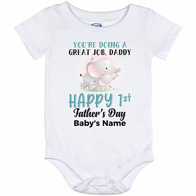 Personalized Elephant You're, White, Baby Onesie - 12 Month