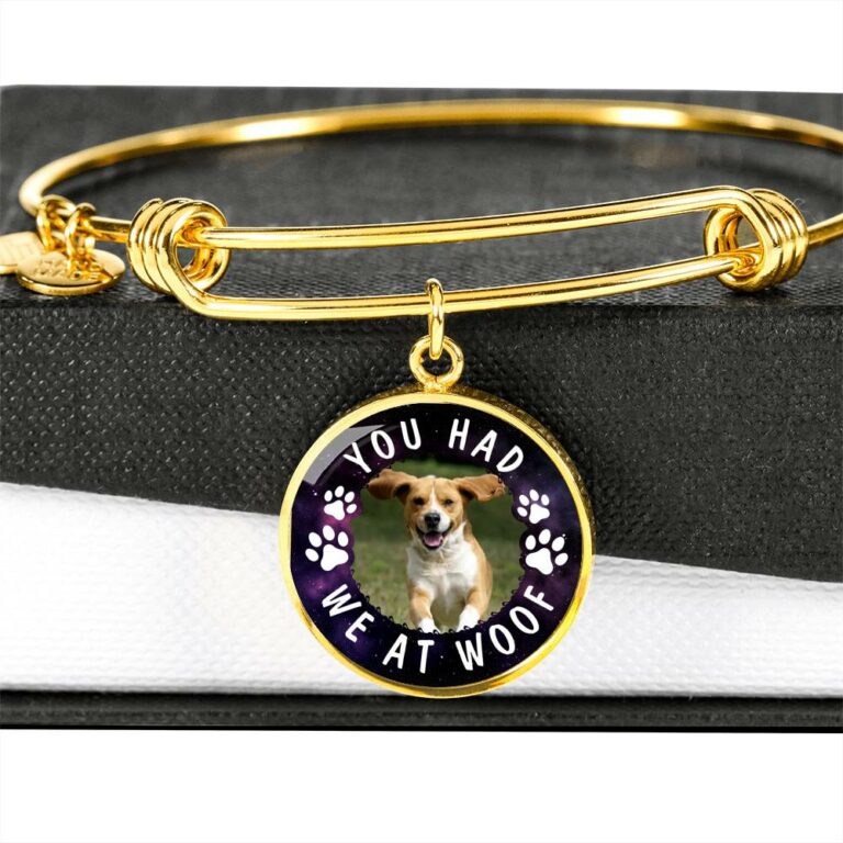 Custom Photo Pet You Had Me at Woof Dog Owner Gifts Circle Pendant Necklace