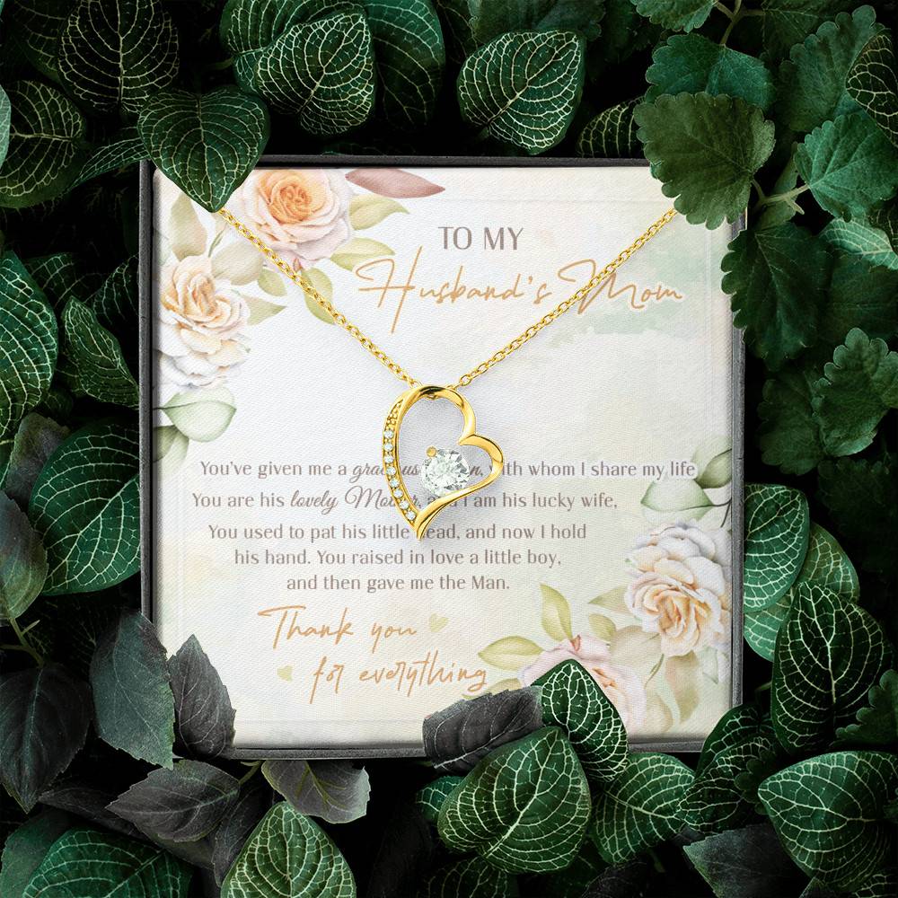 To My Husband's Mom You've Given Me A Gracious Man From Daughter In Law Forever Love Heart Pendant Necklace To My Husband's Mom You've Given Me A Gracious Man From Daughter In Law Forever Love Heart Pendant Necklace