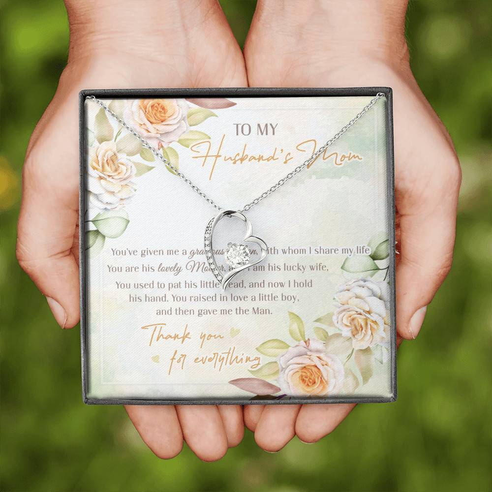 To My Husband's Mom You've Given Me A Gracious Man From Daughter In Law Forever Love Heart Pendant Necklace To My Husband's Mom You've Given Me A Gracious Man From Daughter In Law Forever Love Heart Pendant Necklace