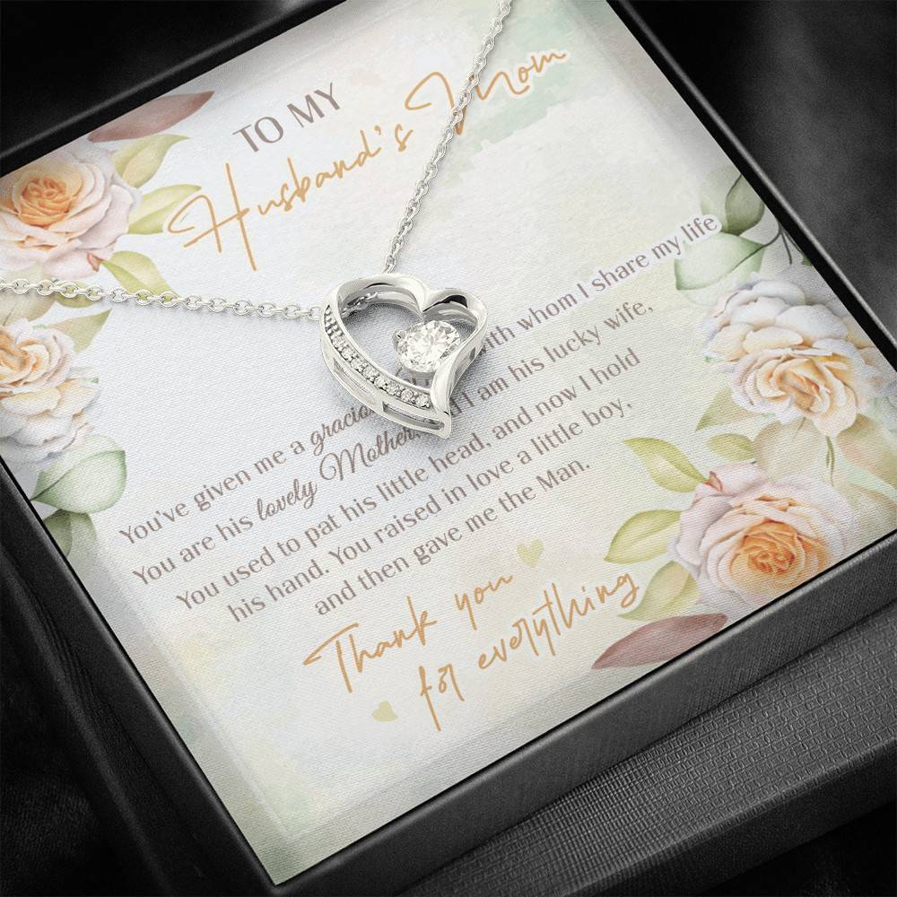 To My Husband's Mom You've Given Me A Gracious Man From Daughter In Law Forever Love Heart Pendant Necklace To My Husband's Mom You've Given Me A Gracious Man From Daughter In Law Forever Love Heart Pendant Necklace