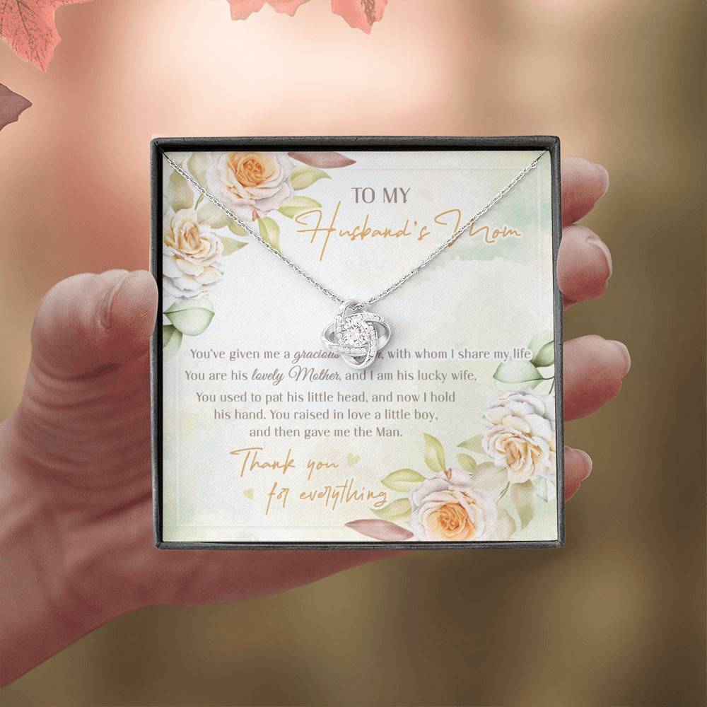 To My Husband's Mom You've Given Me A Gracious Man From Daughter In Law Love Knot Necklace To My Husband's Mom You've Given Me A Gracious Man From Daughter In Law Love Knot Necklace