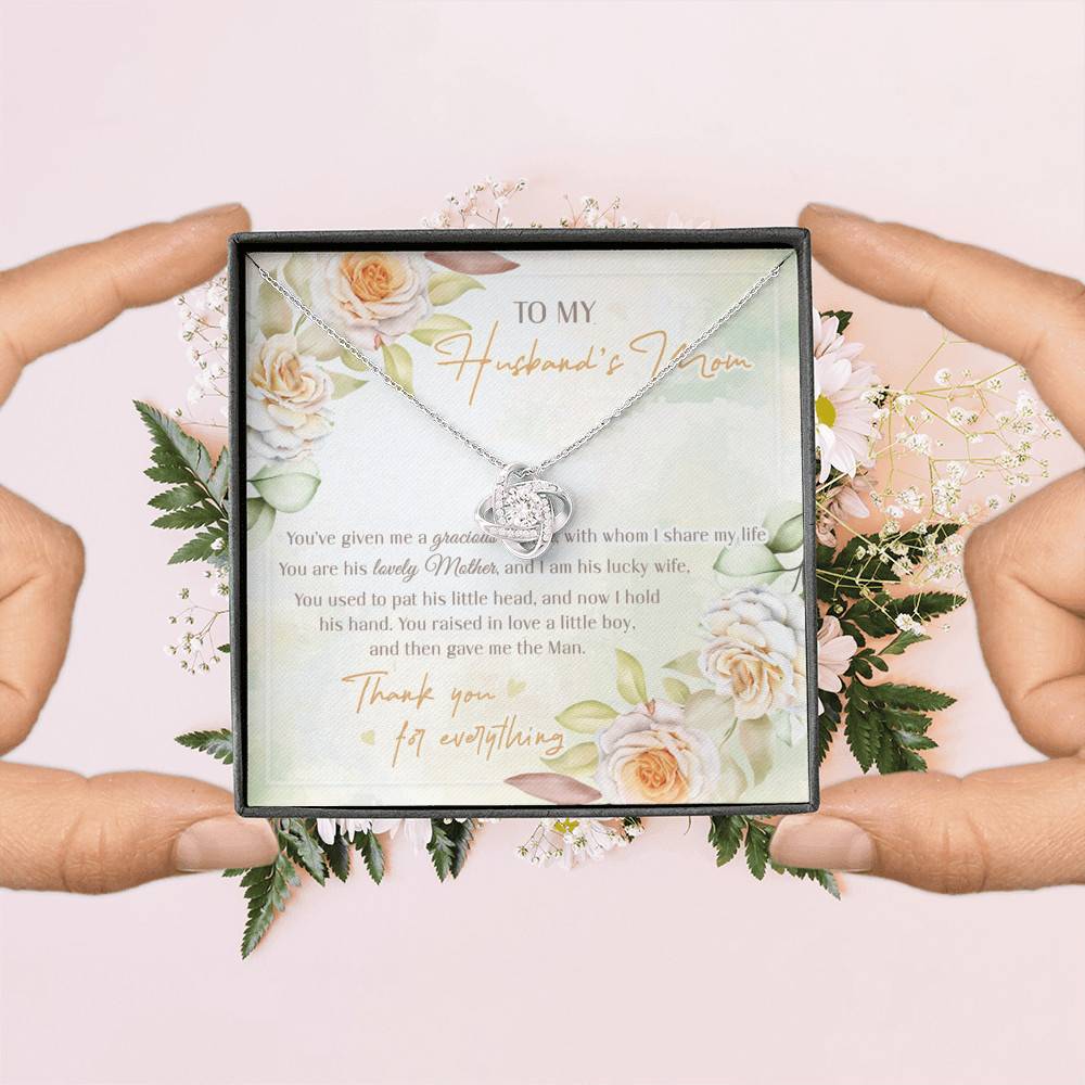 To My Husband's Mom You've Given Me A Gracious Man From Daughter In Law Love Knot Necklace To My Husband's Mom You've Given Me A Gracious Man From Daughter In Law Love Knot Necklace