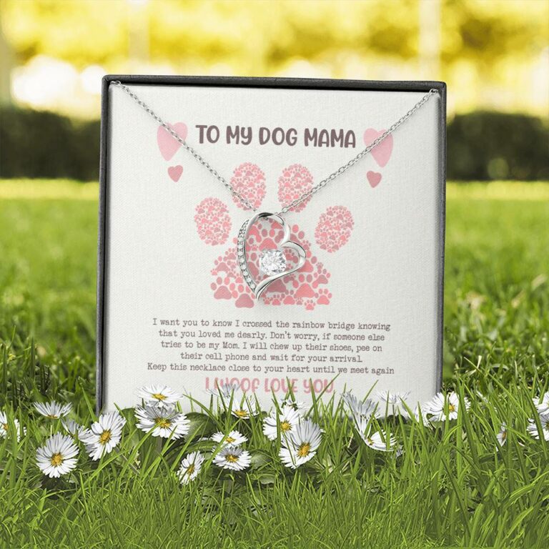 To My Dog Mama I Woof Love You Forever Love Heart Pendant Necklace - Missing Dog Gift