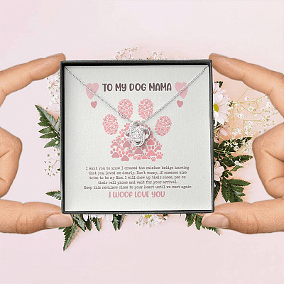 To My Dog Mama I Woof Love You Love Knot Pendant Necklaces - Missing Dog Gift