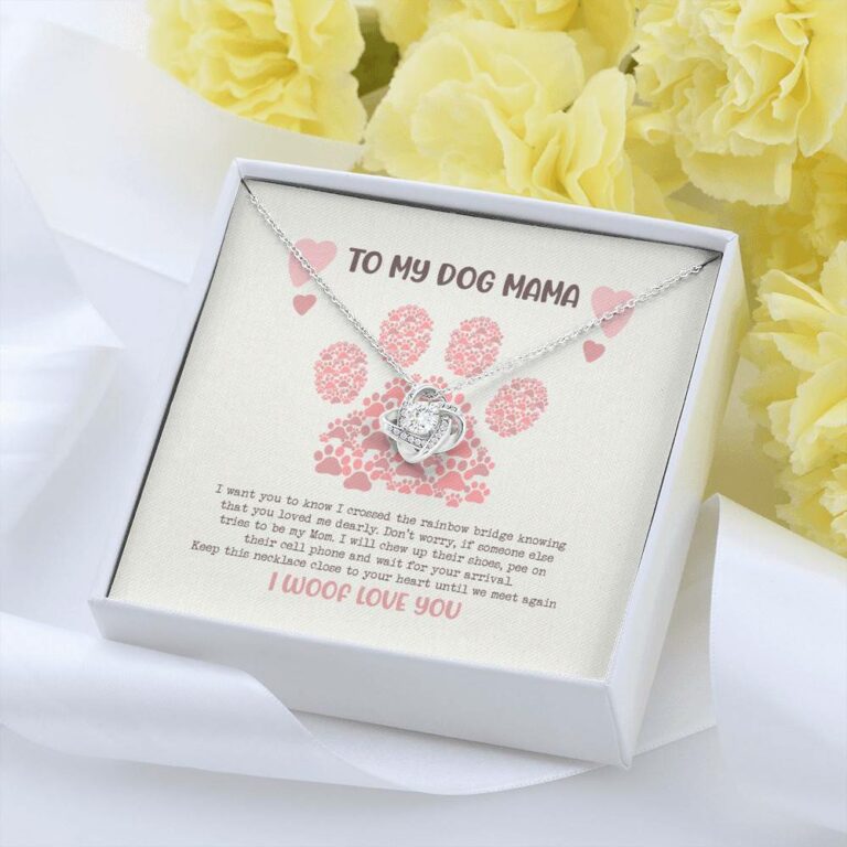 To My Dog Mama I Woof Love You Love Knot Pendant Necklaces - Missing Dog Gift