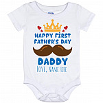 Personalized Happy, White, Baby Onesie - 12 Month