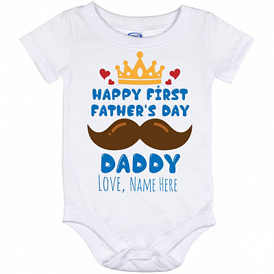 Personalized Happy, White, Baby Onesie - 12 Month