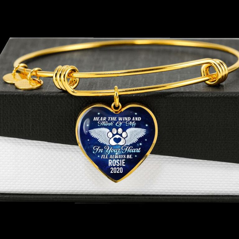 Personalized Hear the Wind and Think of Me Pet Dog Cat Heart Pendant Necklace