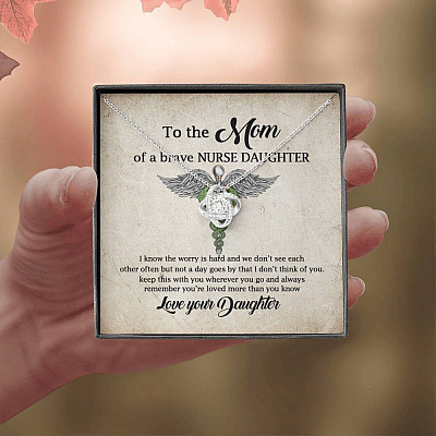 To the Mom of A Brave Nurse Daughter I Know the Worry Is Hard and We Don't See Each Other Love Knot Necklace