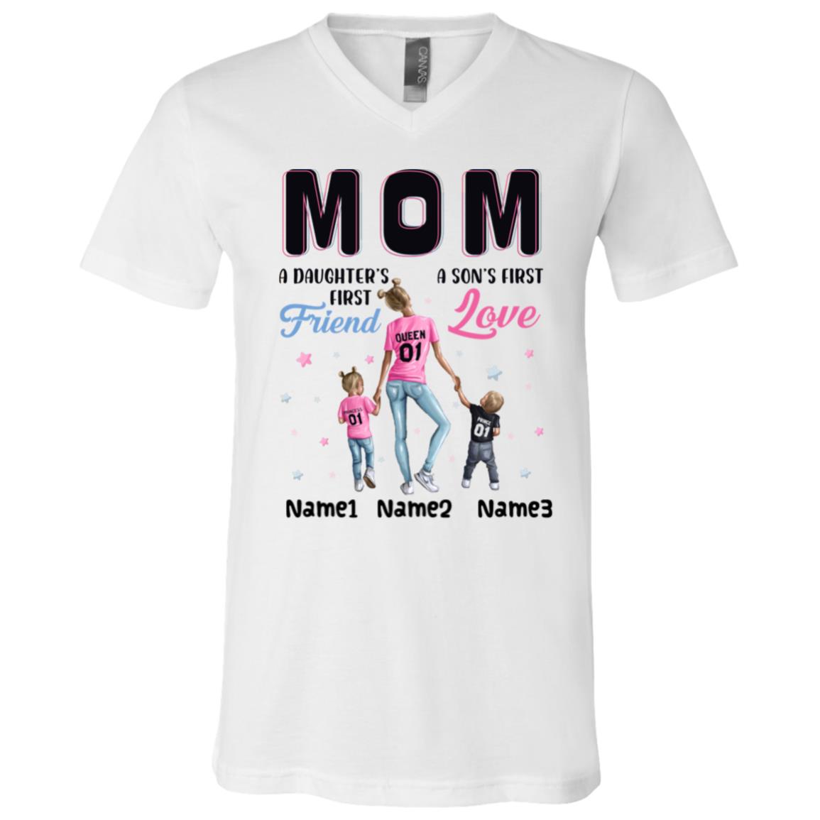 Personalized Mothers Day Gift, White, V-Neck T-Shirt