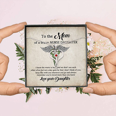 To the Mom of A Brave Nurse Daughter I Know the Worry Is Hard and We Don't See Each Other Stethoscope Necklace