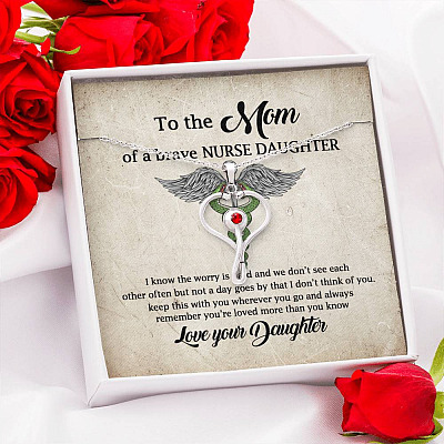 To the Mom of A Brave Nurse Daughter I Know the Worry Is Hard and We Don't See Each Other Stethoscope Necklace
