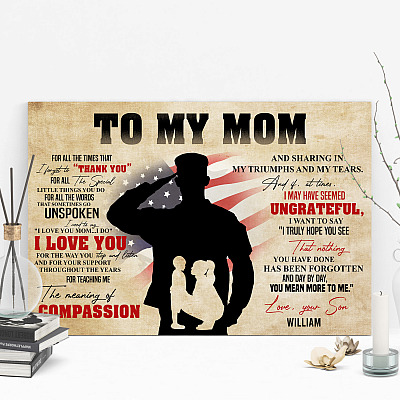 Alternative view of Personalized Military US Soldier To My Mom For All The Times I Forgot To Thank You Canvas - Unframed Poster