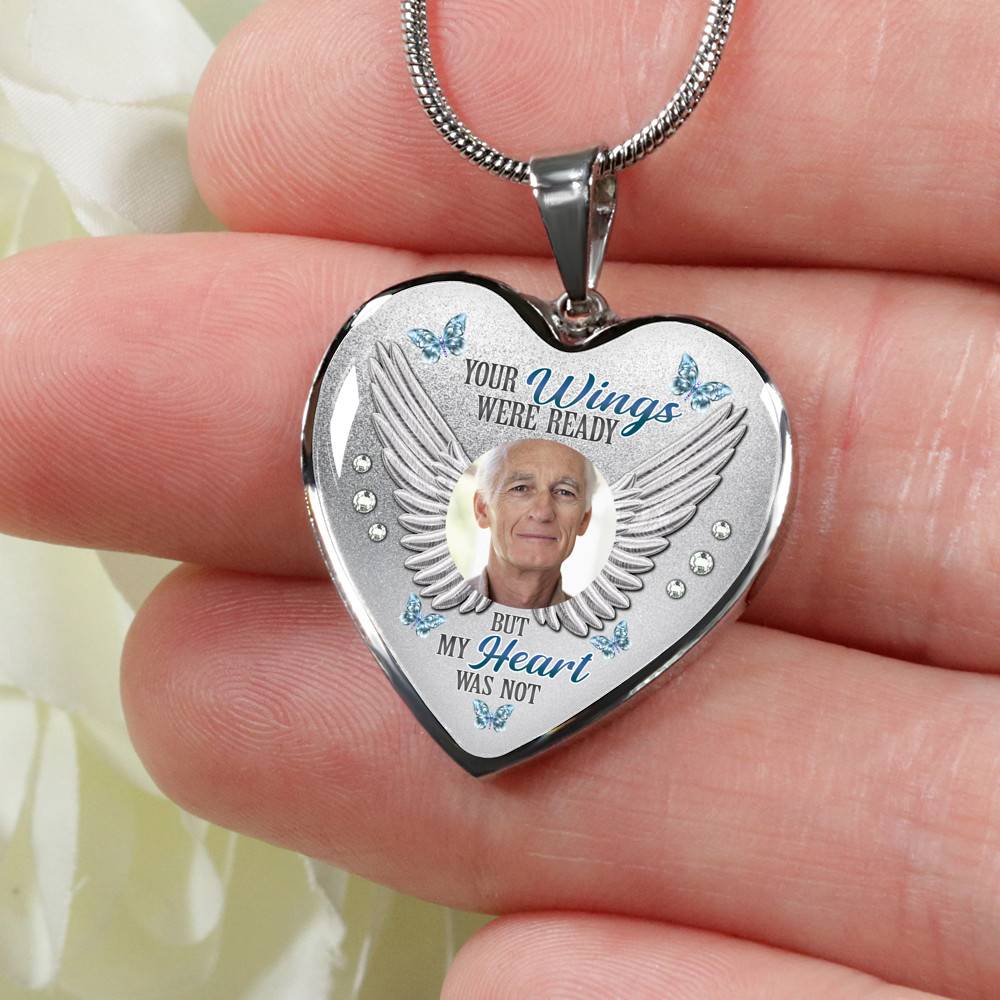 Personalized Photo Your Wings Were Ready But My Heart Was Not Heart Pendant Necklace - Bangle Personalized Photo Your Wings Were Ready But My Heart Was Not Heart Pendant Necklace - Bangle
