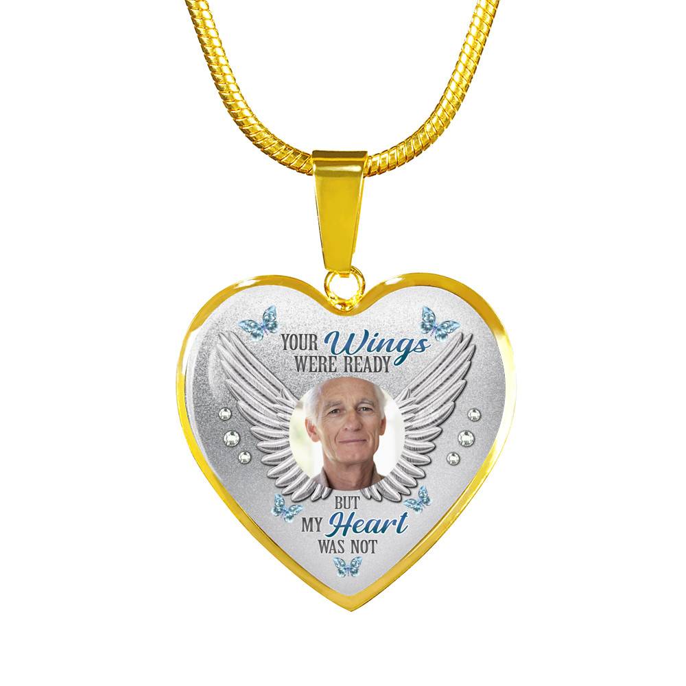 Personalized Photo Your Wings Were Ready But My Heart Was Not Heart Pendant Necklace - Bangle Personalized Photo Your Wings Were Ready But My Heart Was Not Heart Pendant Necklace - Bangle