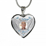 Personalized Photo Your Wings Were Ready But My Heart Was Not Heart Pendant Necklace - Bangle