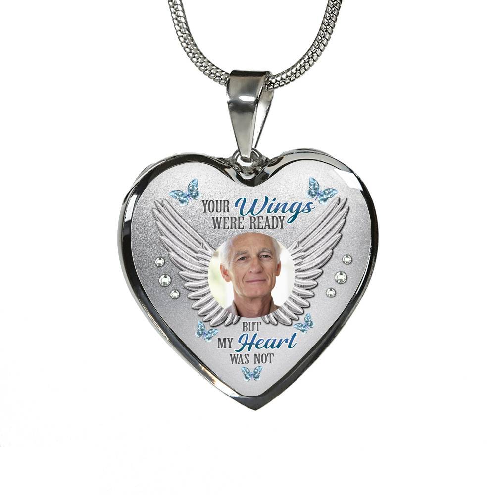 Personalized Photo Your Wings Were Ready But My Heart Was Not Heart Pendant Necklace - Bangle Personalized Photo Your Wings Were Ready But My Heart Was Not Heart Pendant Necklace - Bangle