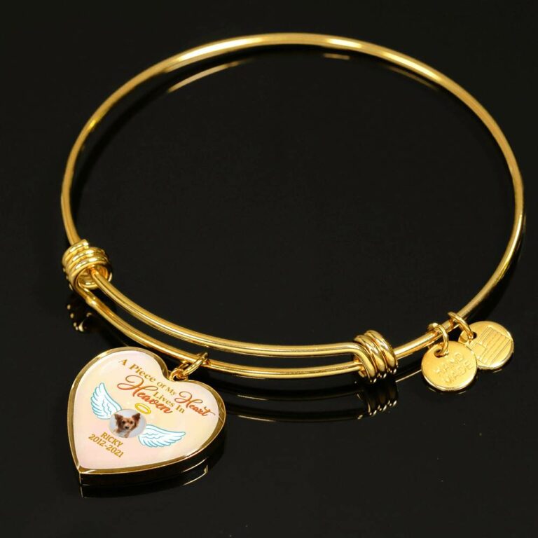 Personalized Photo A Piece Of My Heart Lives In Heaven In Memory Of Puppy Dog Dad Mom Heart Pendant Necklace