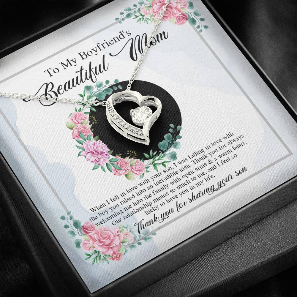 To My Boyfriend's Beautiful Mom Thank You For Sharing Your Son Forever Love Necklace To My Boyfriend's Beautiful Mom Thank You For Sharing Your Son Forever Love Necklace
