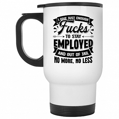 14 oz. White Travel Mug